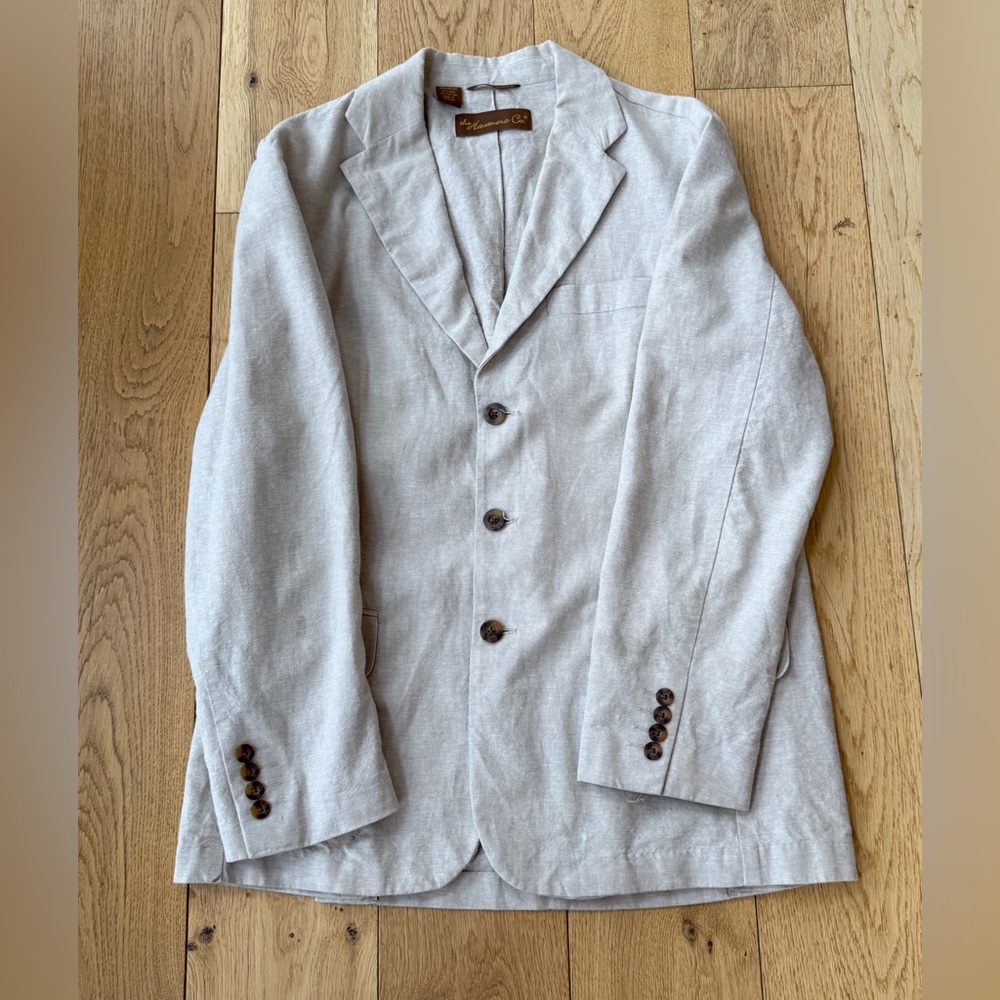 Light Beige Linen Blend Men's Blazer - Unknown Brand
